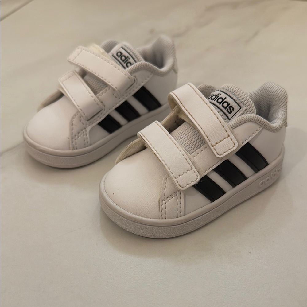 Adidas Kids White and Black Sneakers